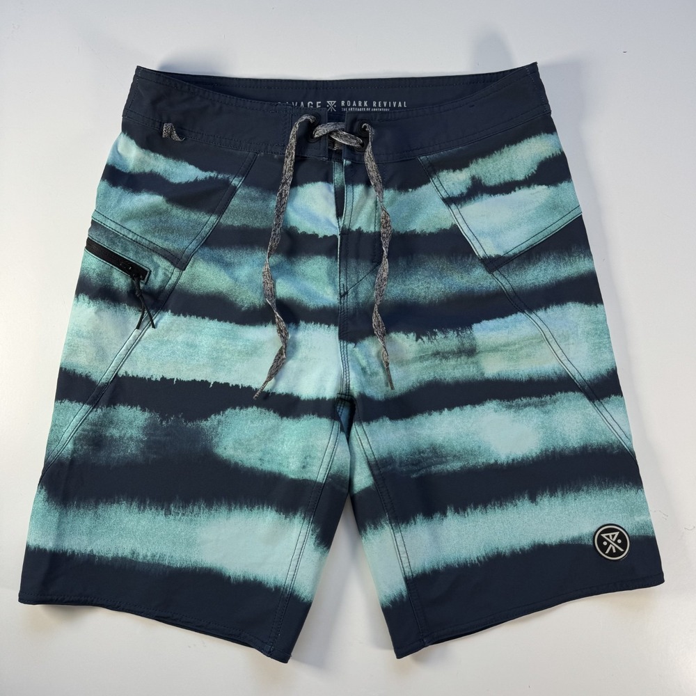 ROARK Savage Buff Bay 19" Board Shorts Mens 28 Swim Beach Aqua Blue Watersports